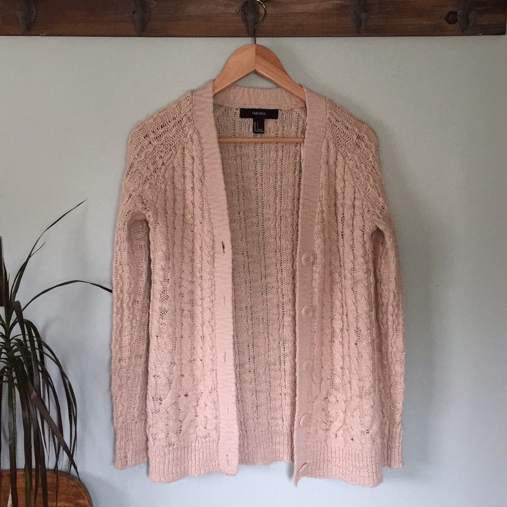 Forever 21 cream wool blend cardigan sweater